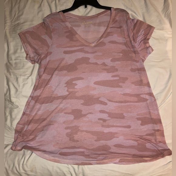 Lucky Brand Tops - Lucky brand Short sleeve t shirt pink camo type design size 1X preowned cond.